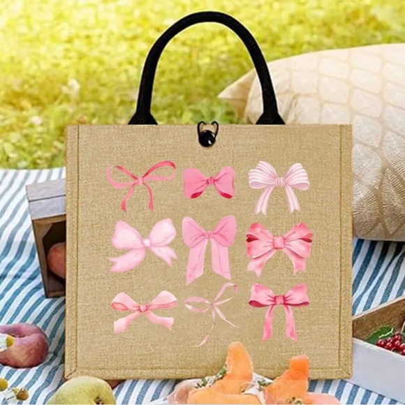 Pink Bow Tote Bag - Picture 4 of 14